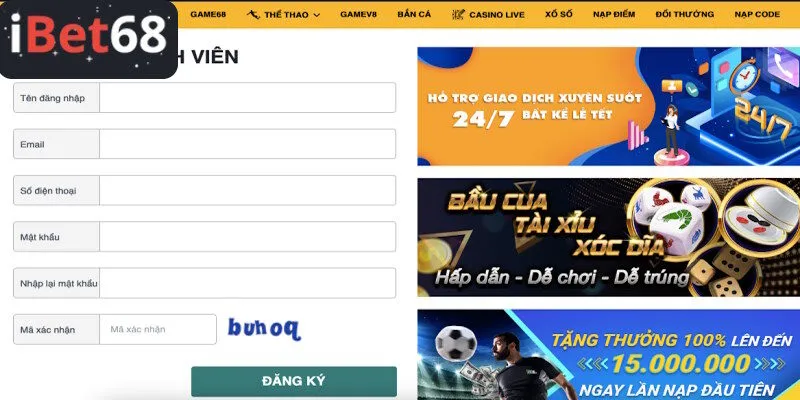 Hoàn tất thao tác đăng ký dễ dàng tại trang cược